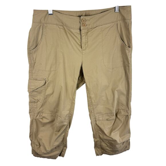 The North Face Tan Cotton Mid Rise Lightweight Hiking Capri Pants Size 10 - Picture 1 of 9